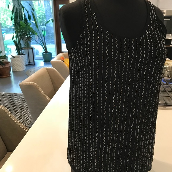 Olive & Oak Tops - OLIVE & Oak Black beaded & chiffon tank Sz S NWT